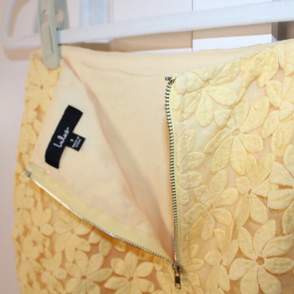 LULUs Spring It On Yellow Floral Embroidered Set Tie Strap Top Skirt | Small - Picture 12 of 13